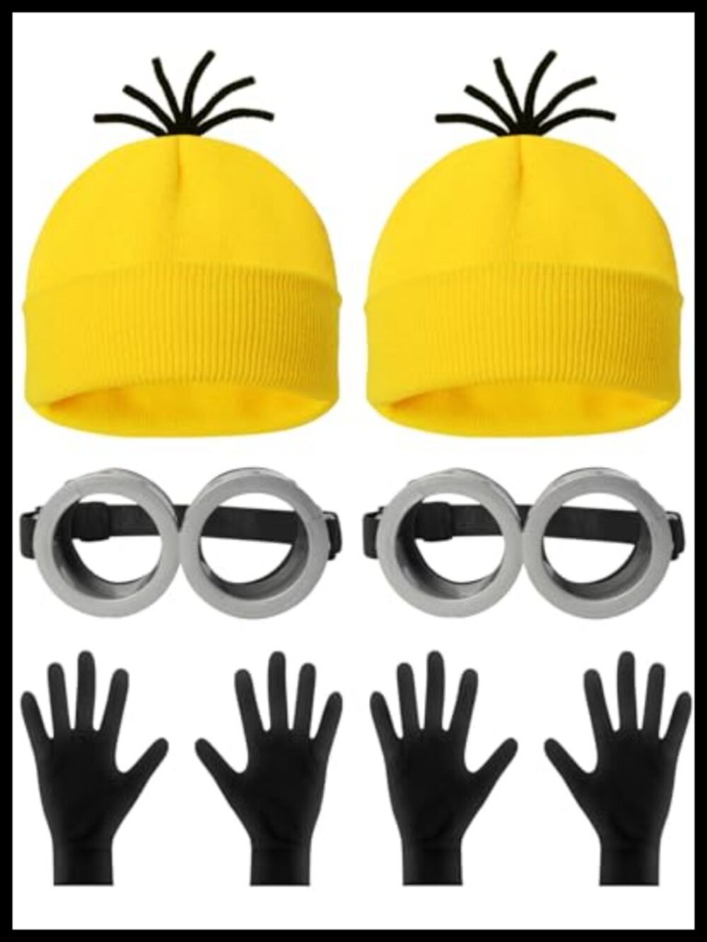6 PC Couples Halloween Costume Set Beanie Goggles Gloves Adult One Size